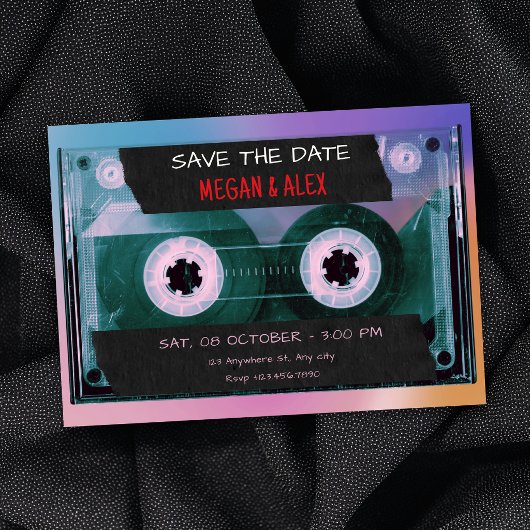 Save The Date Mariage à la bande cassette rétro