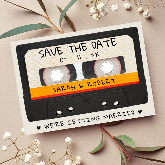 Save The Date Mariage à la Bande Cassette Rétro