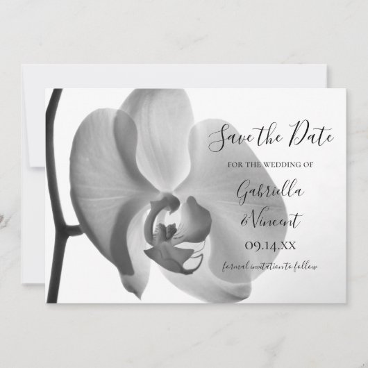 Save The Date Mariage à la Fleur d'Orchidée Blanche Enregistrer  (Devant)