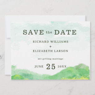 Save The Date Mariage à la montagne dans la nature à l'aquarelle
