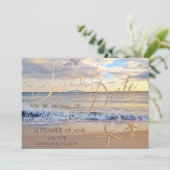 Save The Date Mariage à la plage,Coucher de soleil Coquillages (Debout devant)
