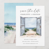 Save The Date Mariage à la plage océanique à l'aquarelle (Devant / Derrière)