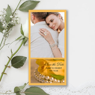 Save The Date Mariage à la rose jaune et aux perles blanches Sau