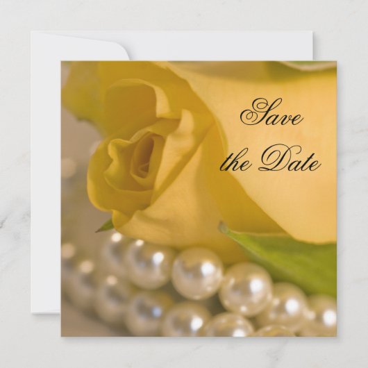Save The Date Mariage à la rose jaune et aux perles Enregistrer  (Devant)