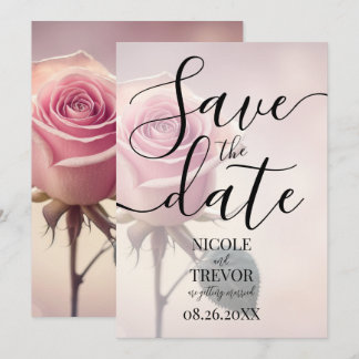 Save The Date Mariage à la rose rose simple personnalisée