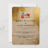 Save The Date Mariage à la texture dorée élégante craquelée (Devant)