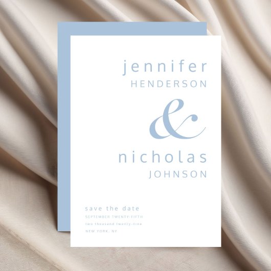 Save The Date Mariage à la typographie bleue moderne