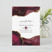 Save The Date Mariage à l'agate bordeaux et or (Debout devant)