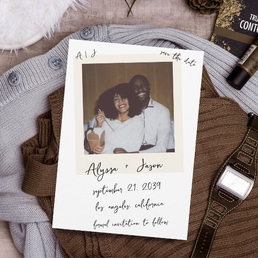 Save The Date Mariage à l'Ancienne avec Photo Instantanée et Mon