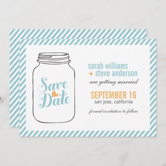 Save The Date Mariage à l'ancienne dans un pot Mason - Enregistr (Devant / Derrière)