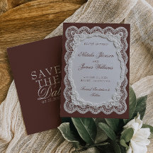 Mariage à l'ancienne dentelle marron chocolat
