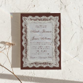 Save The Date Mariage à l'ancienne dentelle marron chocolat