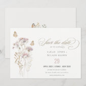 Save The Date Mariage à l'aquarelle botanique de fougère de fleu (Devant / Derrière)
