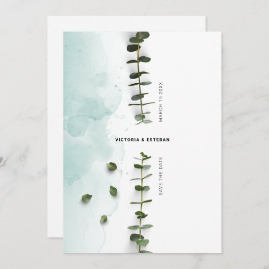 Save The Date Mariage à l'aquarelle botanique Enregistrer la dat (Devant / Derrière)