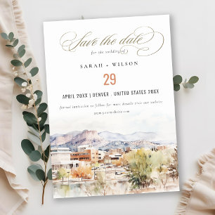 Save The Date Mariage à l'aquarelle de Colorado Springs, Colorad