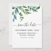 Save The Date Mariage à l'aquarelle de verdure botanique (Devant)