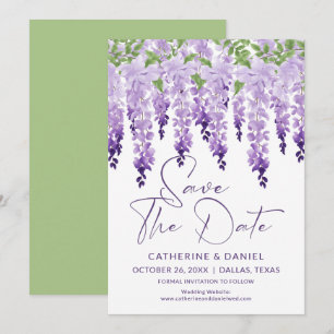 Save The Date Mariage à l'aquarelle de wisteria violet lavande
