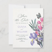 Save The Date Mariage à l'aquarelle florale (Devant)