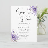 Save The Date Mariage à l'aquarelle florale violette (Debout devant)