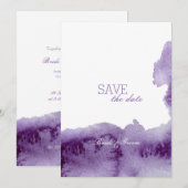 Save The Date Mariage à l'aquarelle ultra violet ENREGISTRER la  (Devant / Derrière)