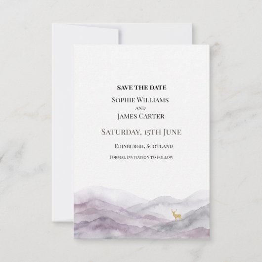 Save The Date Mariage à l'aquarelle violette (Devant)