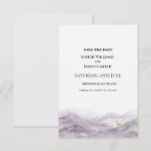 Save The Date Mariage à l'aquarelle violette (Devant / Derrière)