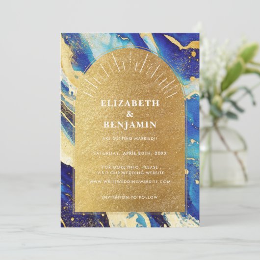 Save The Date Mariage à l'arc bleu de la Royal Navy Enregistrer  (Debout devant)