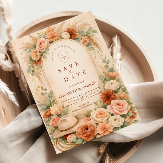Save The Date Mariage à l'arche florale rose