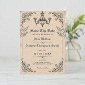 Save The Date Mariage à l'arche gothique vintage (Debout devant)