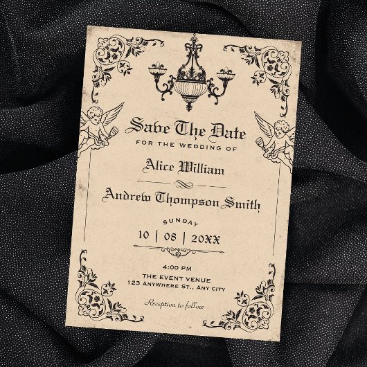 Save The Date Mariage à l'arche gothique vintage