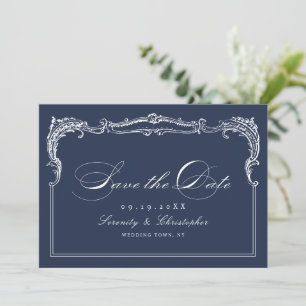 Save The Date Mariage à l'écriture classique avec cadre vintage