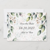 Save The Date Mariage à l'encre alcoolique Eucalyptus Blush (Devant)