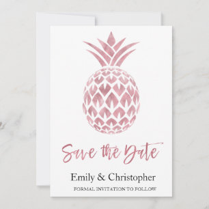 Save The Date Mariage à l'huile d'or Rose Sauvegardez l'ananas à