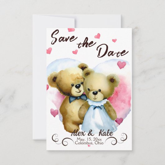 Save The Date Mariage à l'ours mignon Enregistrer la date Faire- (Devant)