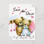 Save The Date Mariage à l'ours mignon Enregistrer la date Faire- (Devant / Derrière)