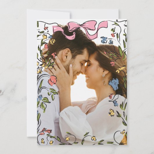 Save The Date Mariage à mâchoires florales tiré à la main (Devant)