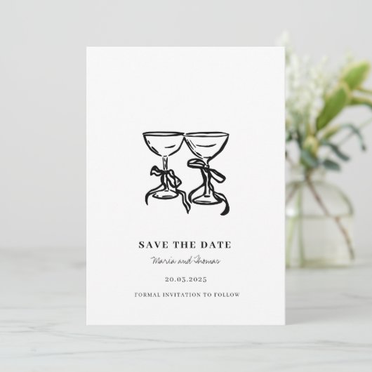 Save The Date Mariage à main moderne Enregistrer la date (Debout devant)