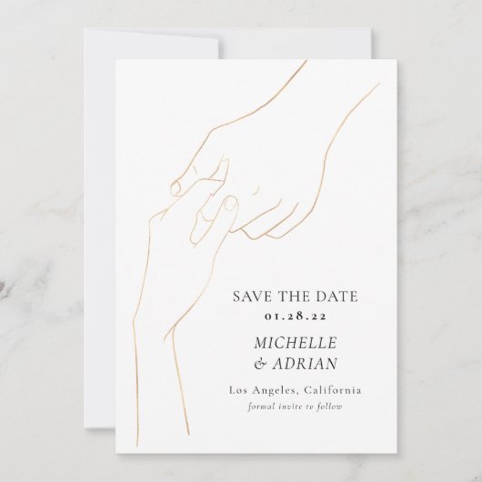 Save The Date Mariage à main simple pour couples (Devant)