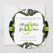 Save The Date Mariage à motifs de damas en vert pomme Enregistre (Dos)