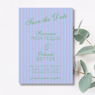 Save The Date Mariage à rayures roses bleues vert Citrus Rétro