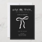 Save The Date Mariage à ruban noir et blanc (Devant)