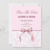 Save The Date Mariage à ruban rose (Devant)