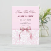 Save The Date Mariage à ruban rose (Debout devant)