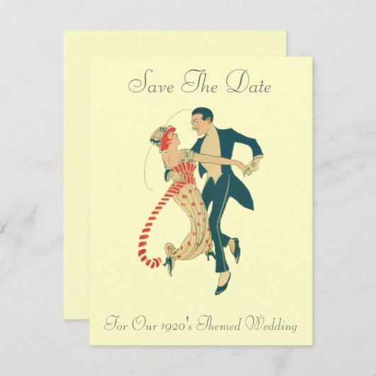 Save The Date Mariage à thème des années 1920 Enregistrer la dat (Devant / Derrière)