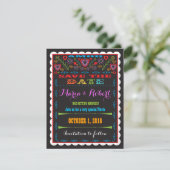 Save The Date Mariage à thème Mexicain Fiesta Papel Picado Date (Debout devant)