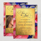 Save The Date *Mariage Abstrait Doré Photo DIY Plat* (Devant / Derrière)