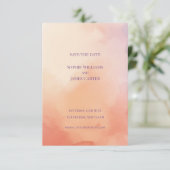 Save The Date Mariage Abstrait Écossais Orange Pêche Coucher de  (Debout devant)
