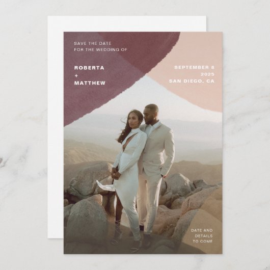 Save The Date Mariage Abstrait moderne de couverture photo Paste (Devant / Derrière)