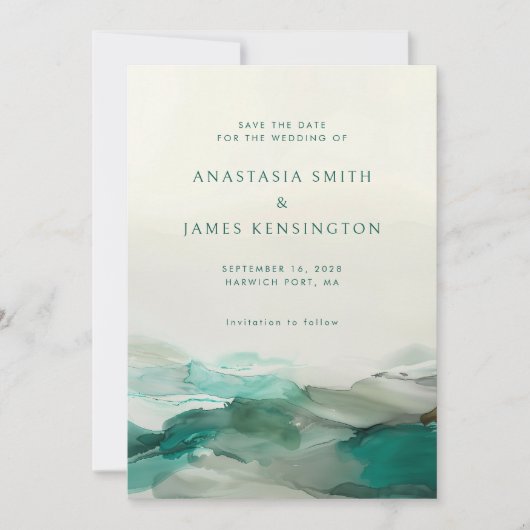 Save The Date Mariage Abstrait moderne en encre d'alcool (Devant)