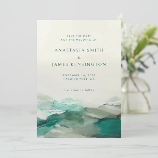 Save The Date Mariage Abstrait moderne en encre d'alcool (Debout devant)